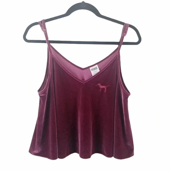 PINK Victoria's Secret Velvet Flounce Crop Top - Picture 2 of 7
